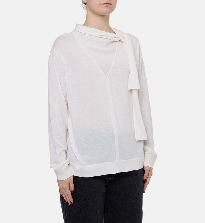 Beatrice B Knot Closure Long-sleeve Blouse, Model View Beatrice B Knot Closure Long-sleeve Blouse, Model View