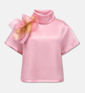 Savanna Organza Flower Applique Top, Pink, Xl, Packshot View
