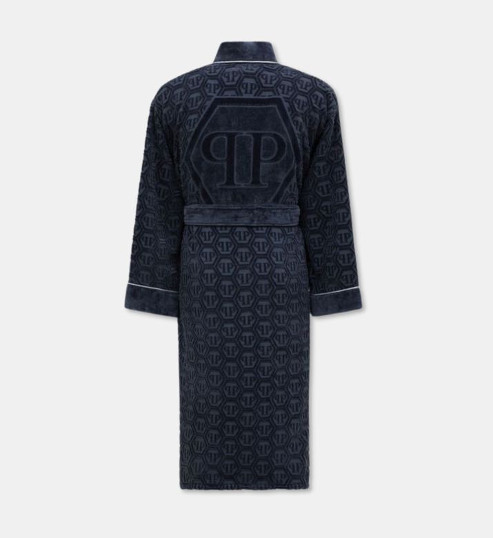 Philip Plein All-over Logo-print Bath Robe, Grey, S-m, Packshot View