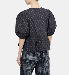 Printed Cotton Peplum Blouse