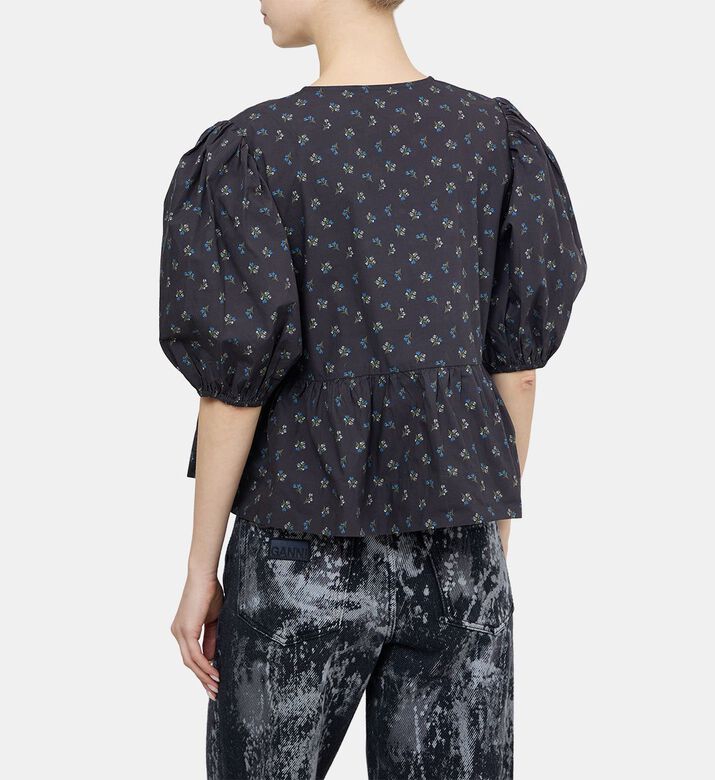 Printed Cotton Peplum Blouse