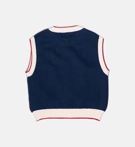Bobo Choses Floral Ribbed Edges Button Closure Knit Vest, Packshot View