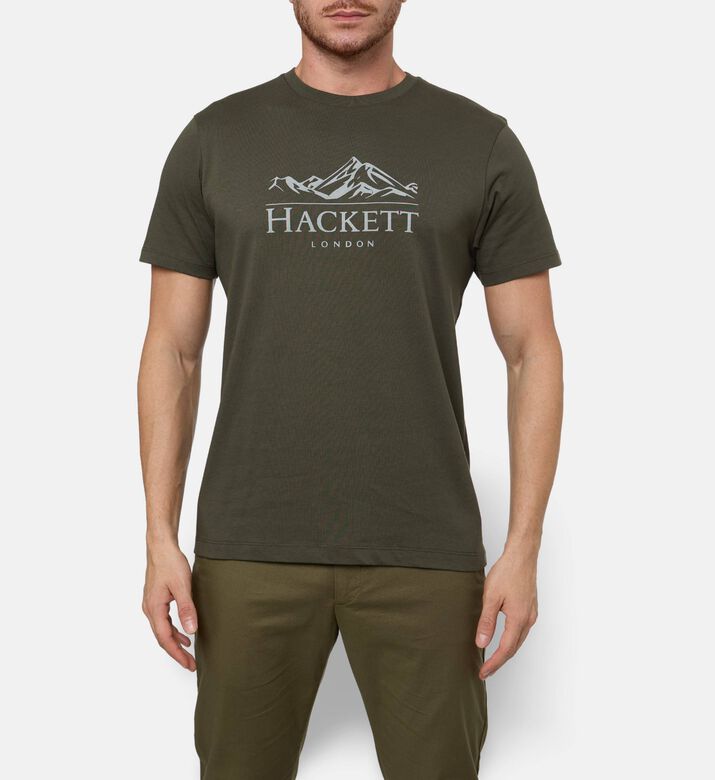 Hackett London Heritage Logo-print Crewneck T-shirt, Green, S, Model View