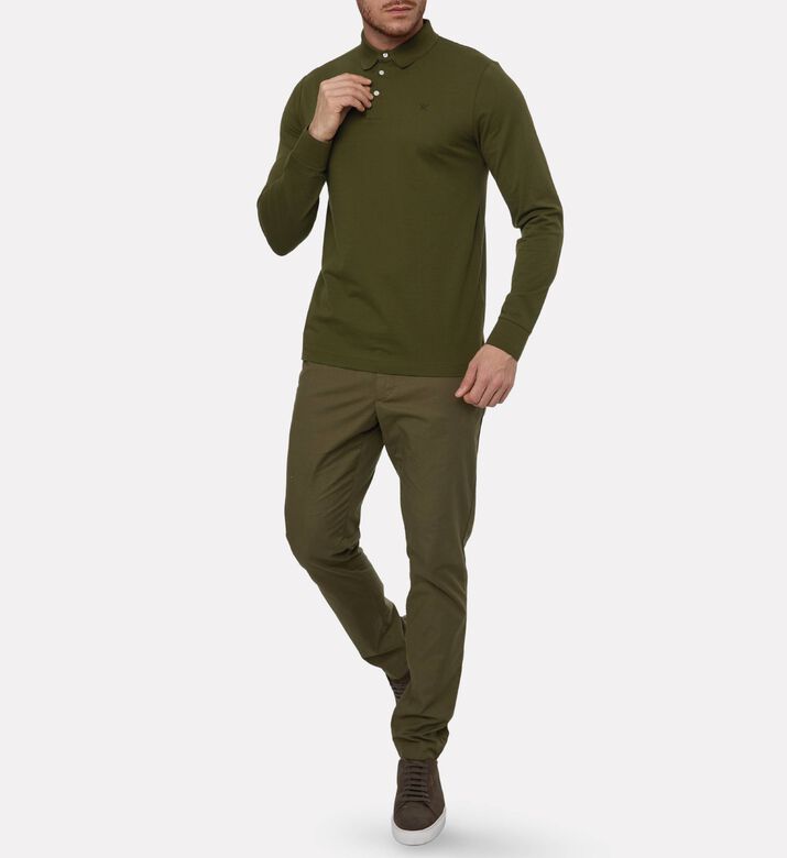 Hackett London Button Placket Long-sleeve Polo, Model View