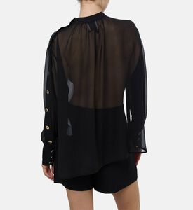 Edward Achour Paris Sheer Woven Button-detail Blouse, Black, 38, Model View
