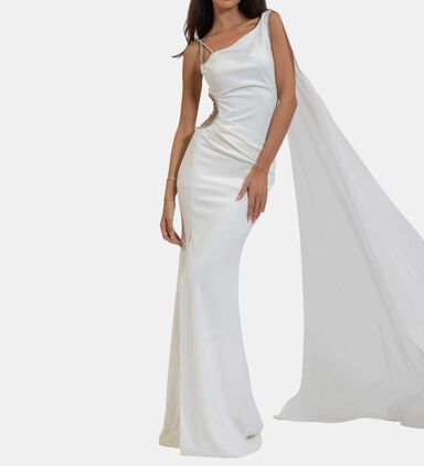 One-shoulder Drape Embellished Dress