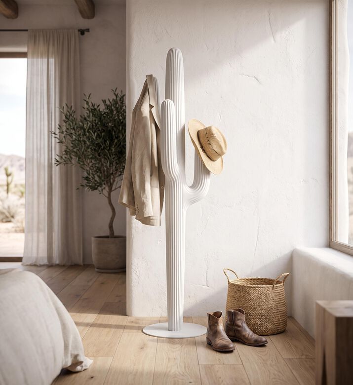 Qeeboo Saguaro Metal Coat Rack, Ivory, Packshot View