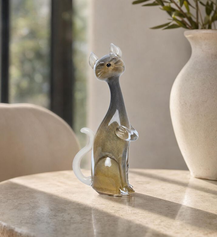 Duccio Di Segna Crystal Cats Love Sculpture, Model View