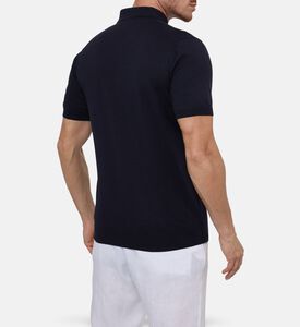 Corneliani Textured Cotton Knit Polo, Navy, 56, Model View