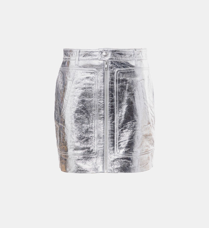 John Metallic Leather Mini Skirt