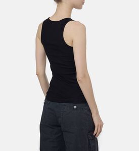 Ganni Logo-embroidery Sleeveless Top, Black, L, Model View