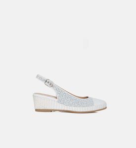 حذاء بكعب ويدج بسير خلفي مفتوح مزين بنقشة