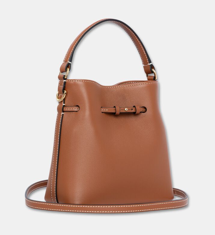 Strathberry Corda Smooth Leather Mini Bucket Bag, Brown, Packshot View