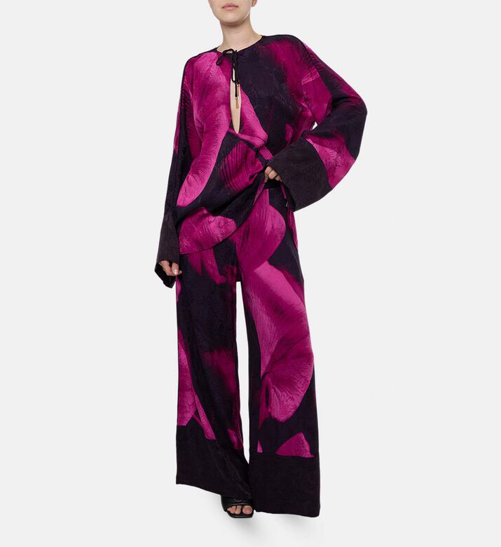 Niluu Floral-print Wide-leg Pants, Model View