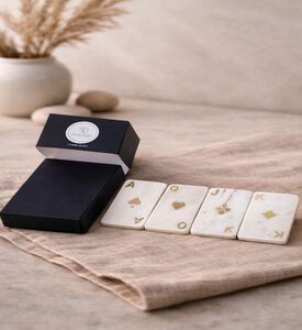 Tohfa Luxe Playing Card 4-piece Marble Coaster Set, Packshot View