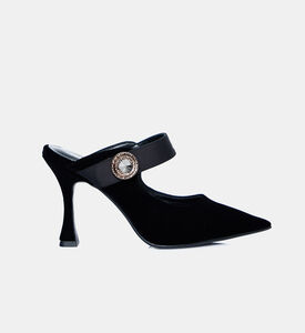 Velvet Stone-detail High Heel Sabots