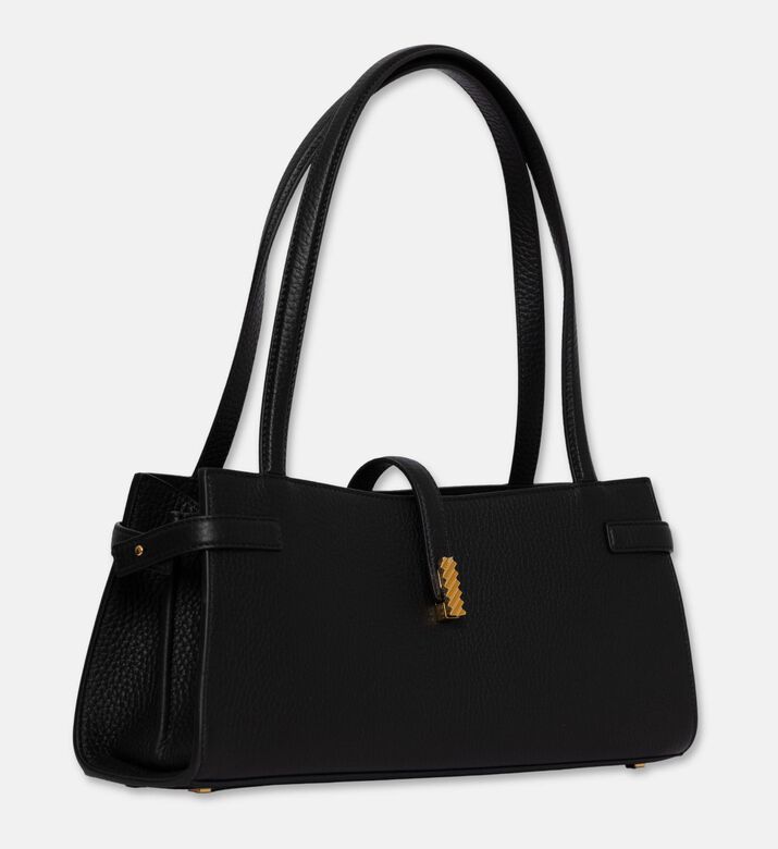 Mlouye Isla Leather Wide Tote Bag, Black, Packshot View