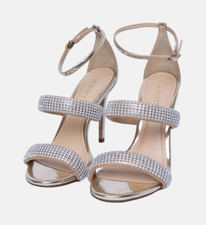 Rhinestone Strap Leather Sandals