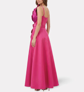 Savanna Feuille Appliqu&eacute; One-shoulder Maxi Dress, Pink, S, Model View