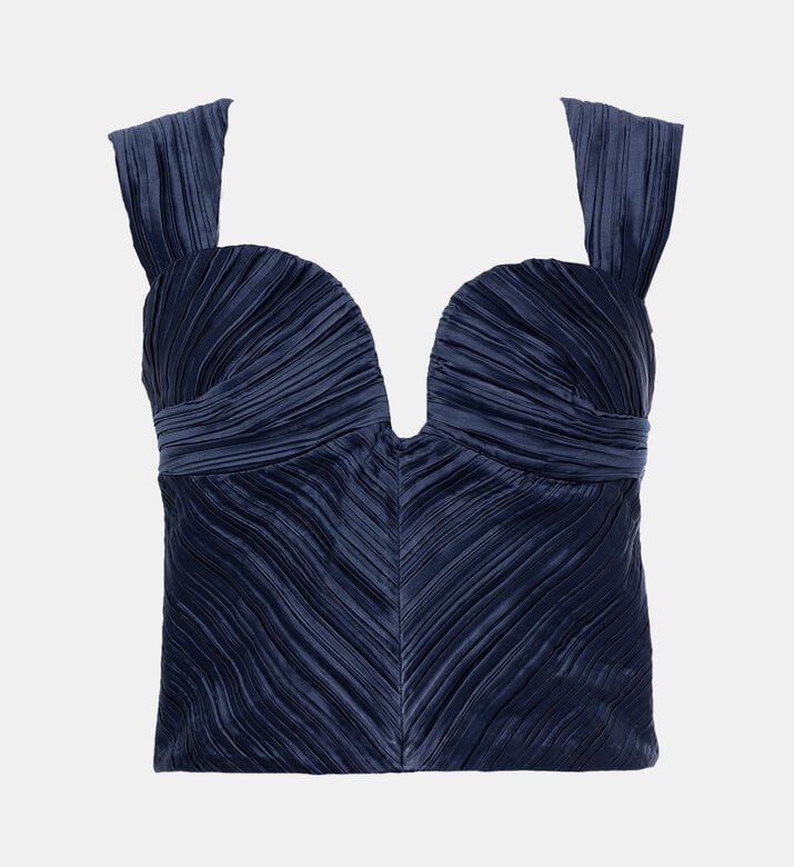 Pleated Sweetheart Neck Top