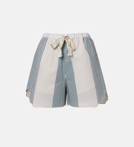 شورت برمودا مخطط لقطن وكتان