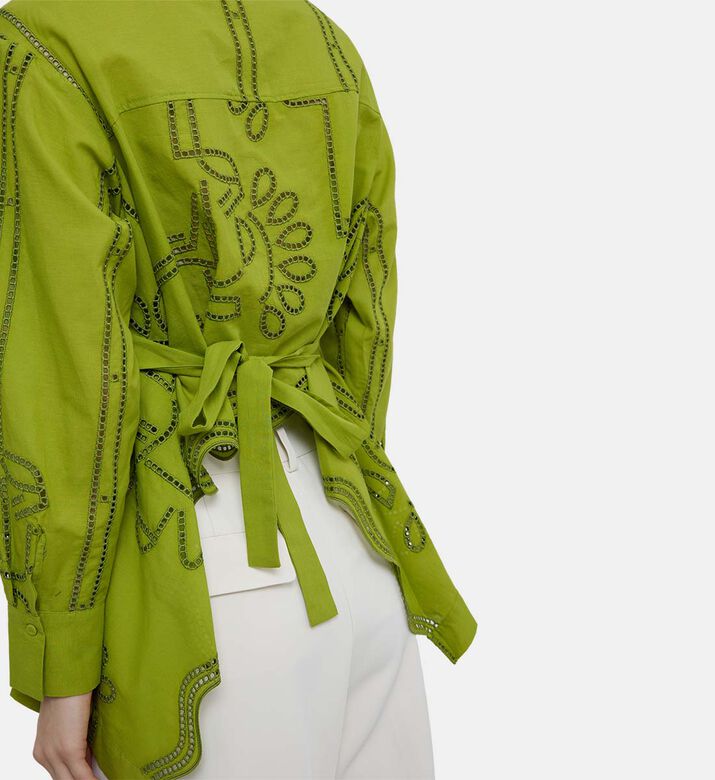 Cotton Blend Tone-on-tone Broderie Anglaise Shirt