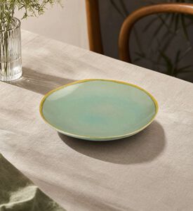 Home Deco and More Ceramic Blue Washed Dinner Plate, Blue, 27-cm, Model View