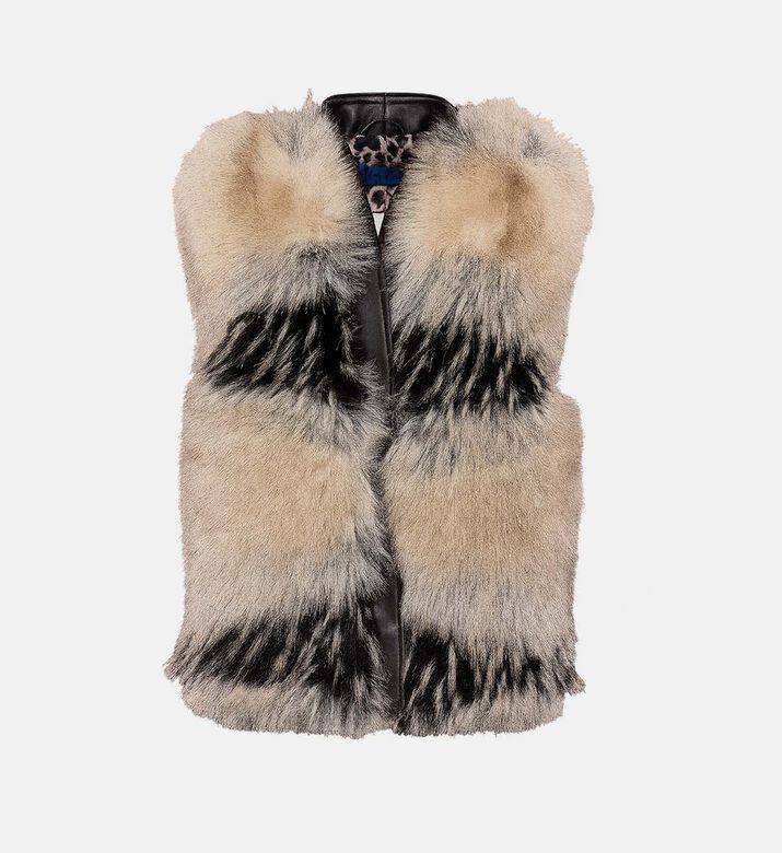 Mes Demoiselles Faux Fur Two-tone Striped Vest, Packshot View