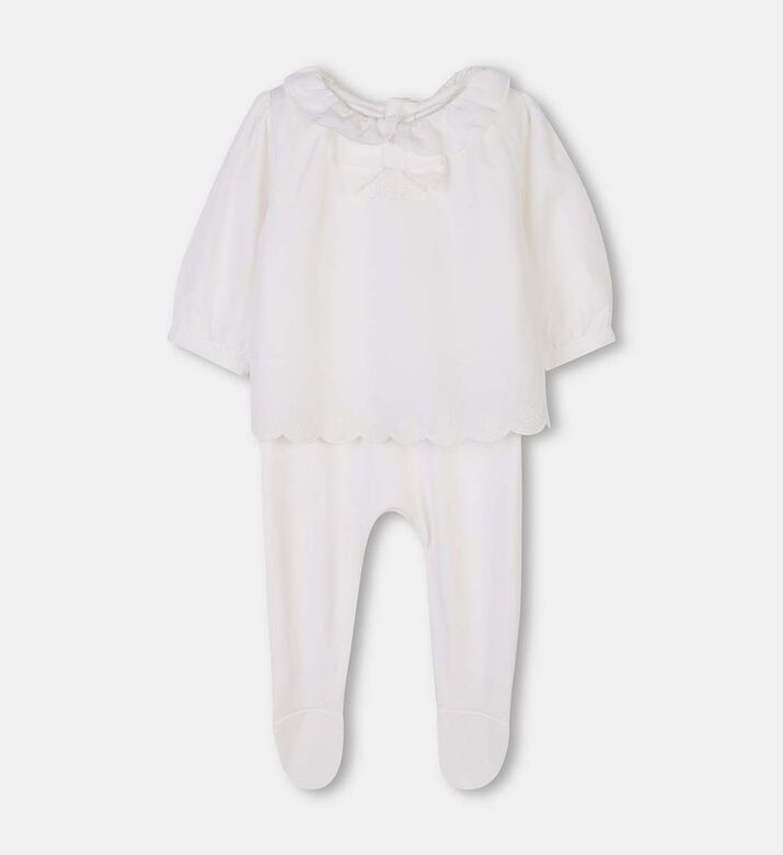 Flower Embroidered Baby Romper Set