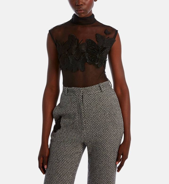 بودي سوت فيسبير بدون أكمام مرصع بكريستال