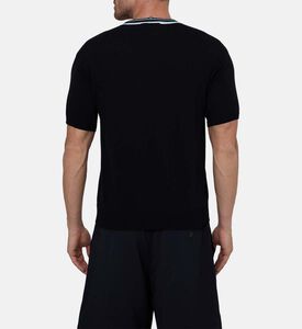 تيشيرت قطن بأكمام قصيرة بحافة ياقة بلون مغاير