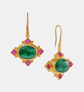 Ottoman Hands Emerald Crystal Drop Earrings, Packshot View