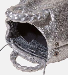 حقيبة يد بومبون جلد معدني مجعد