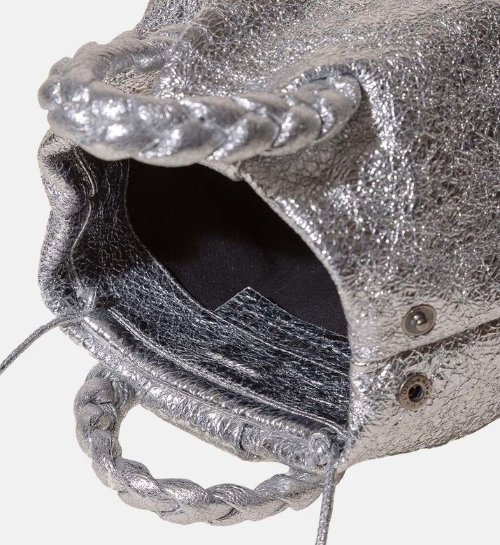 حقيبة يد بومبون جلد معدني مجعد