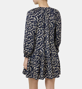 فستان عائشة قصير مطبوع بياقة في