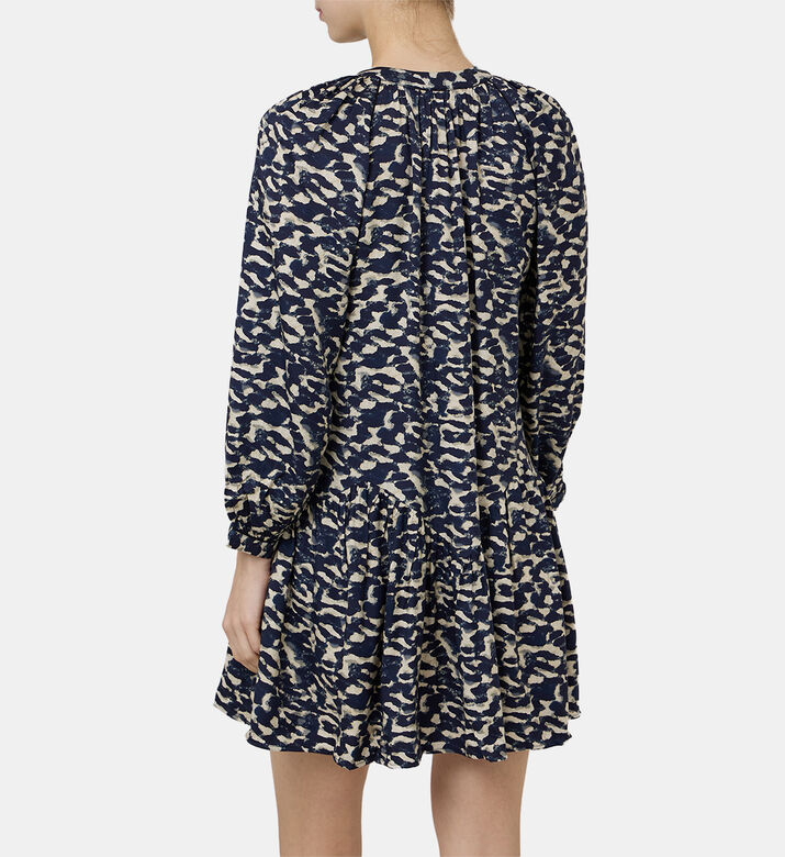 فستان عائشة قصير مطبوع بياقة في