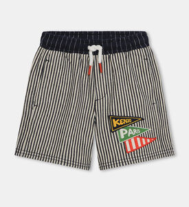 Striped Denim Bermuda Shorts