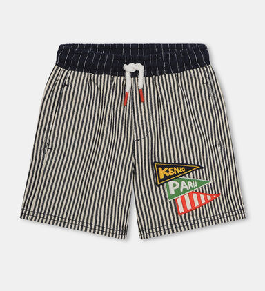 Striped Denim Bermuda Shorts