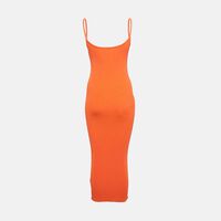 Area Orange Rib Knit Crystal Embellished Midi Dress Pre-owned