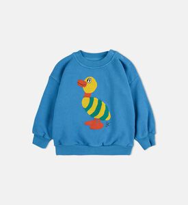 Bobo Choses Colorful Duck-print Shoulder Snaps Ribbed Sweatshirt, Packshot View