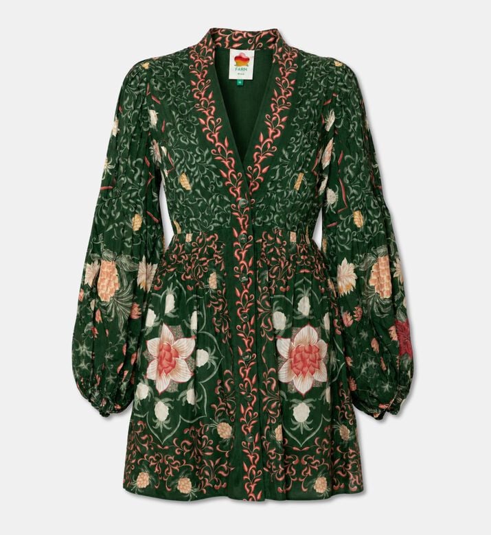 Farm Rio Pineapple Garden Long Sleeve Mini Dress, Packshot View