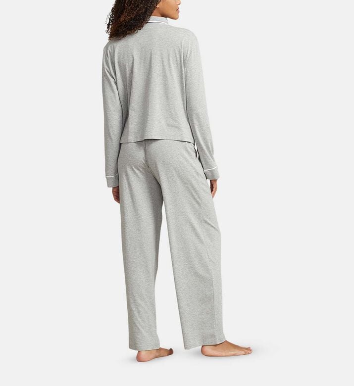 Polo by Ralph Lauren White Piping Long-sleeve Shirt Pajama Set, Model View