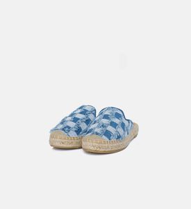 حذاء مفتوح من خلف دنيم بنقشة مربعات