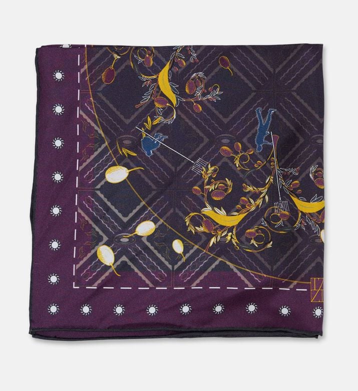 The Zeituna The Guardians Plum Silk Dotted Borders Square Scarf, Packshot View