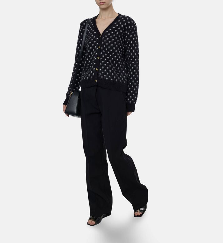 Ganni Gold-tone Buttons All-over Polka-dot Cardigan, Model View