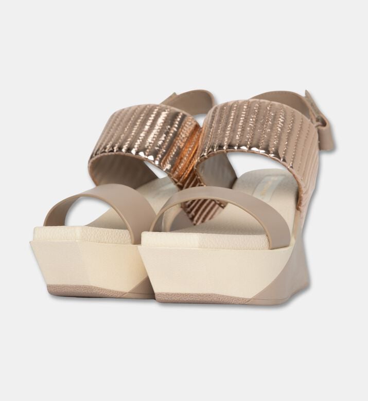 UN United Nude Sheep Cow Leather High Wedge Heel Sandals, Beige, Eu-37, Packshot View