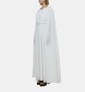 فستان واسع بحزام مزخرف بطيات