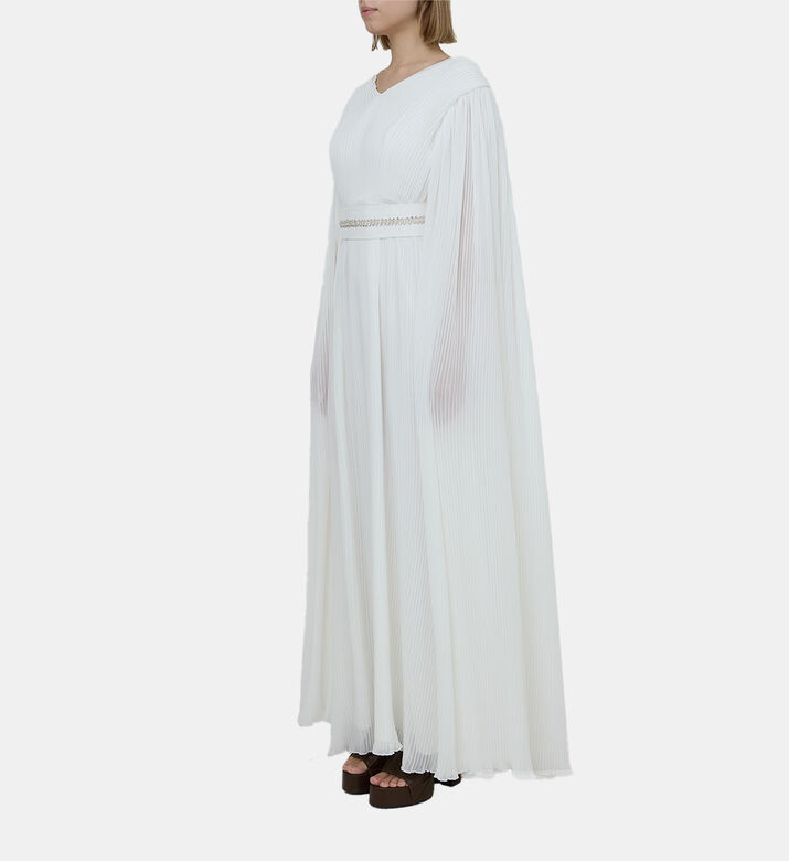 فستان واسع بحزام مزخرف بطيات