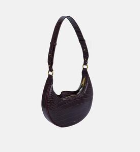 Carly Croc Leather Saddle Bag