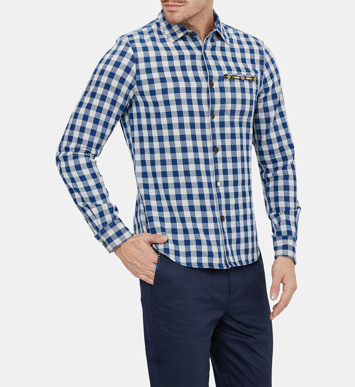 Checked Beaded-pocket Shirt